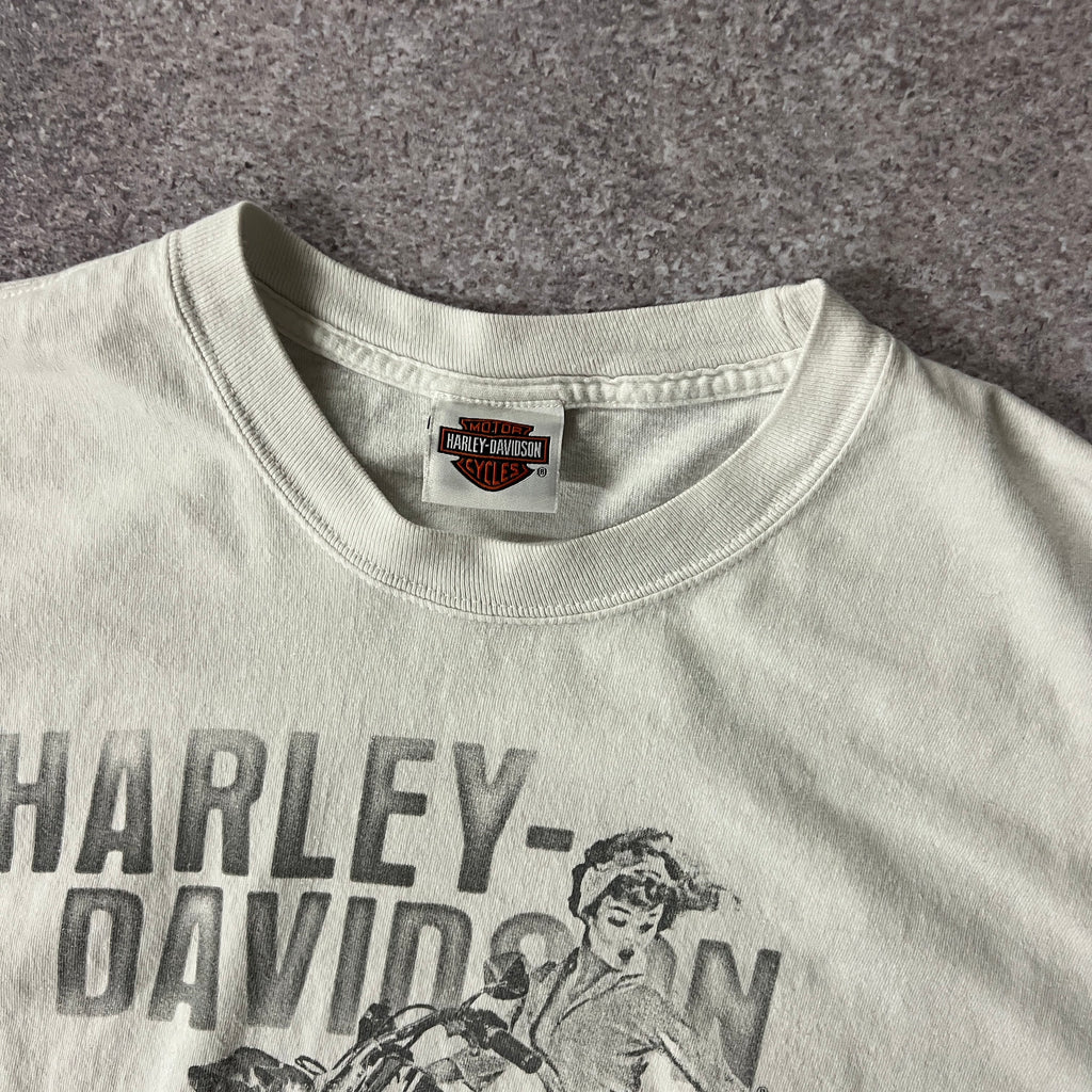 2010s Harley Davidson White Back Graphic Long Sleeve Tee L