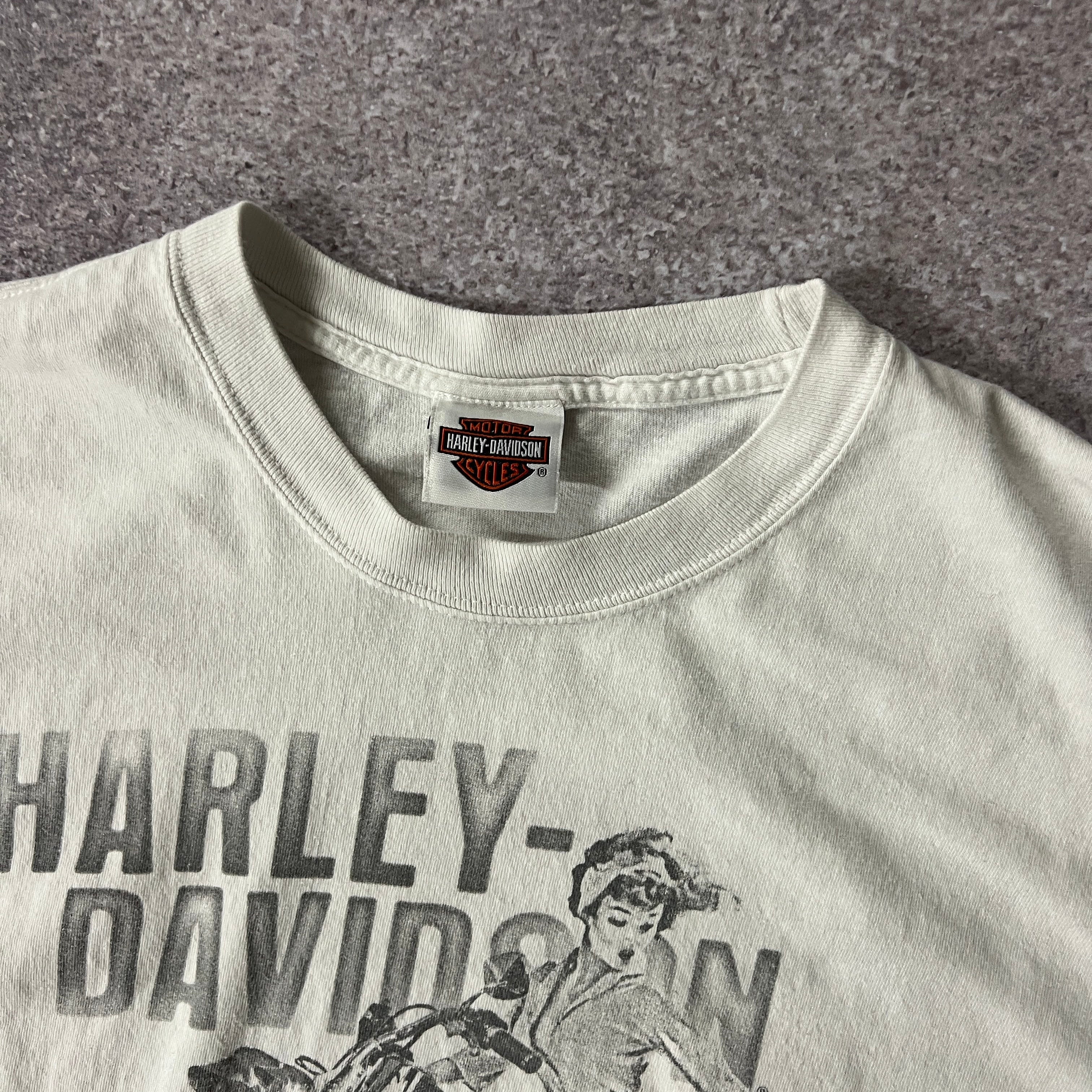 2010s Harley Davidson White Back Graphic Long Sleeve Tee L
