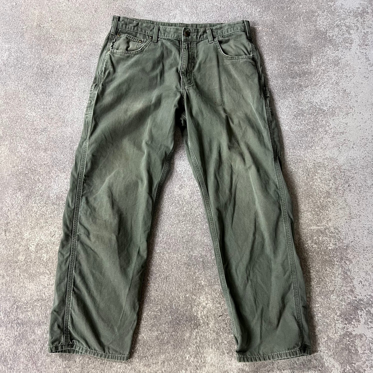2010s Carhartt Workwear Faded Loose Green Vintage Pants 36x32