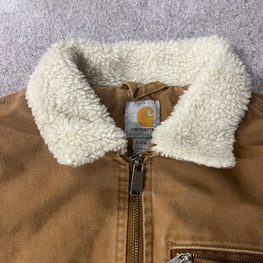 2010s Carhartt Sherpa Lined Workwear Outdoor Tan Jacket S