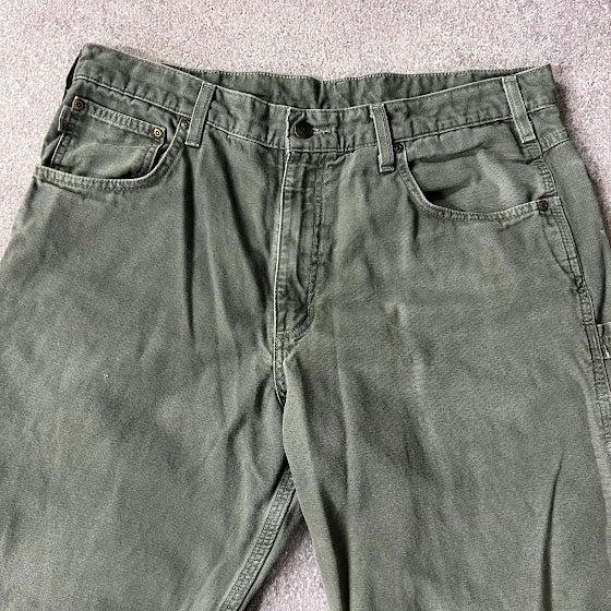 2010s Carhartt Workwear Faded Loose Green Vintage Pants 36x32