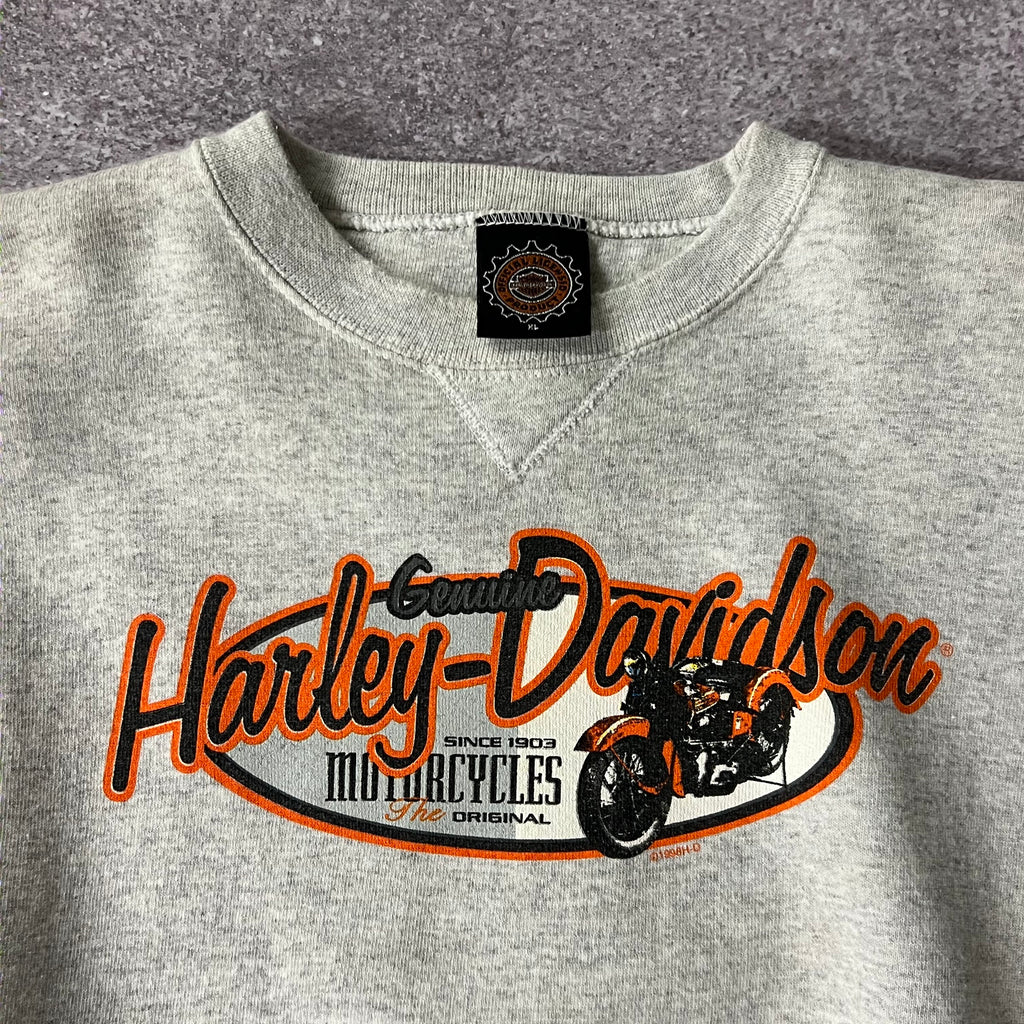 90s Harley Davidson Gray Worn In Crewneck XL