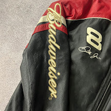 Y2K Dale Jr NASCAR Chase Authentics Embroidered Leather Puffer Jacket XL