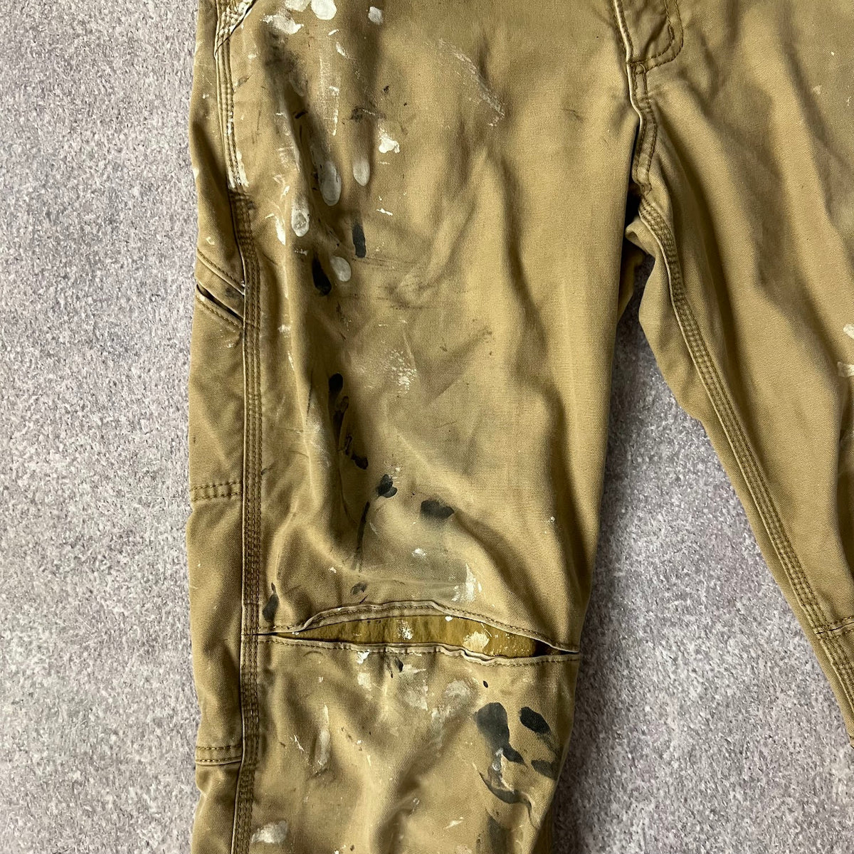 2010s Carhartt Workwear Faded Distressed Relaxed Tan Pants 34x34