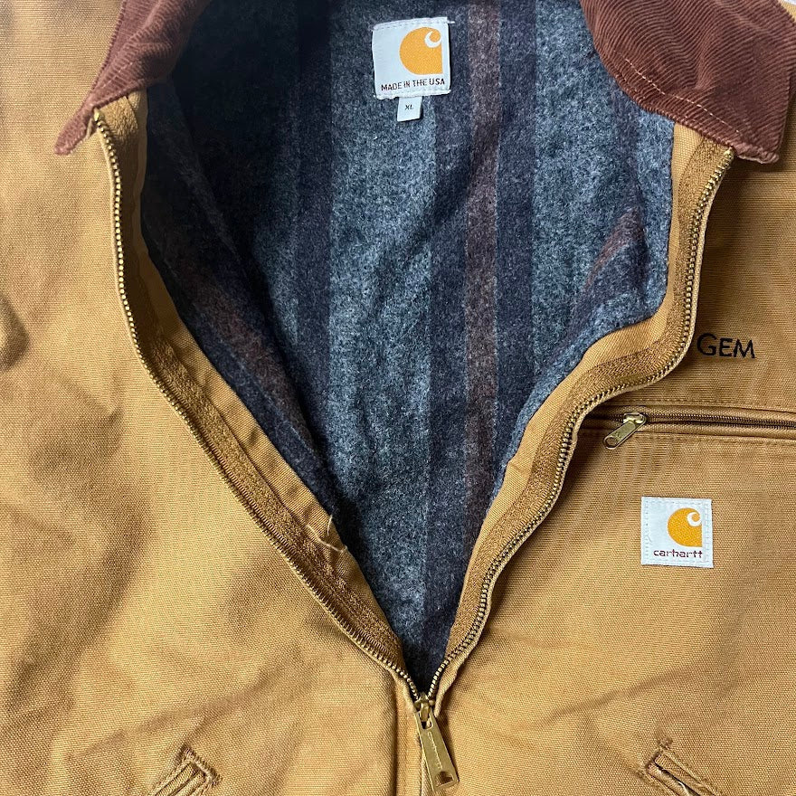 Y2K Carhartt Ply Gem Blanket Lined Corduroy Collar Workwear Jacket XL