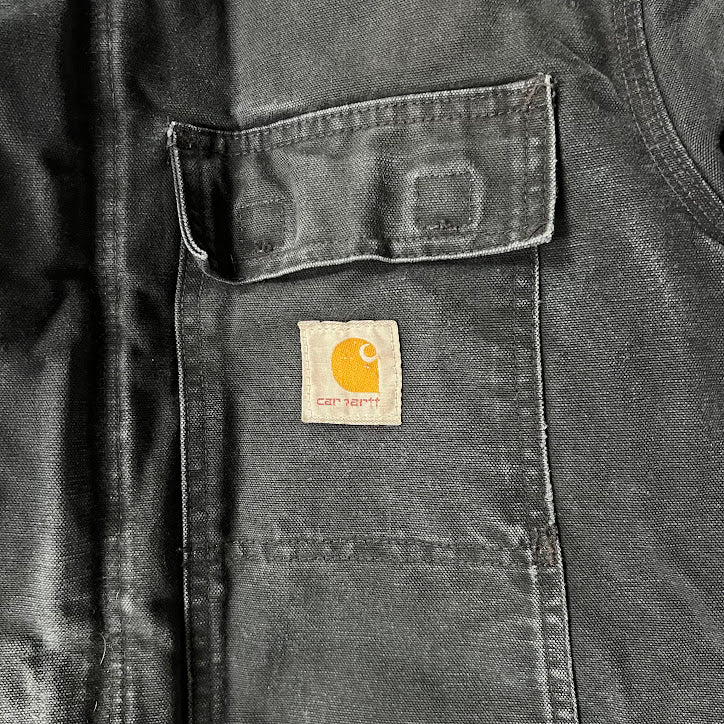 Y2K Carhartt Corduroy Collar Quilt Lined Workwear Black Jacket M