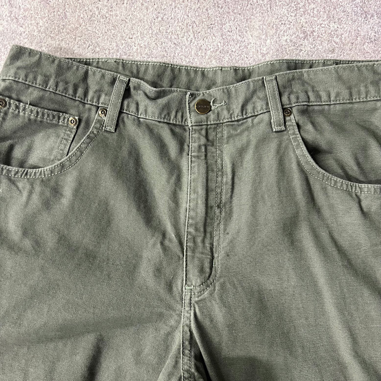 2010s Carhartt Workwear Faded Loose Green Vintage Pants 36x32