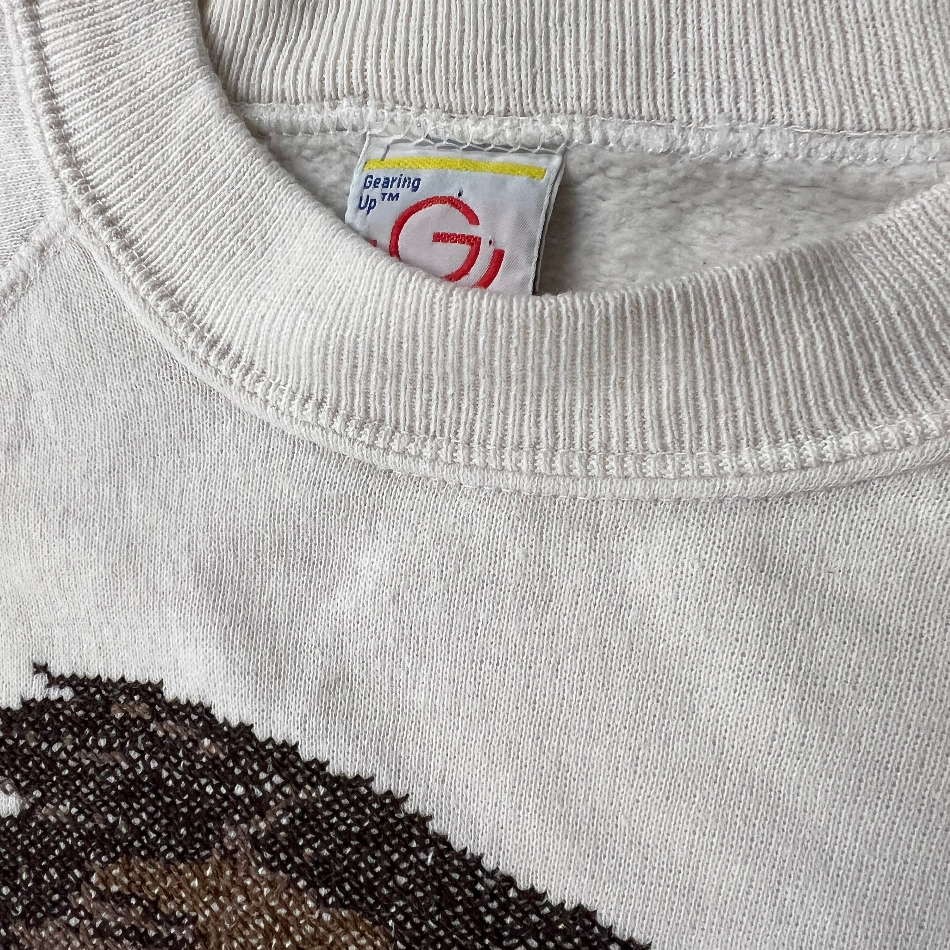 80s Gearing Up White Crewneck L