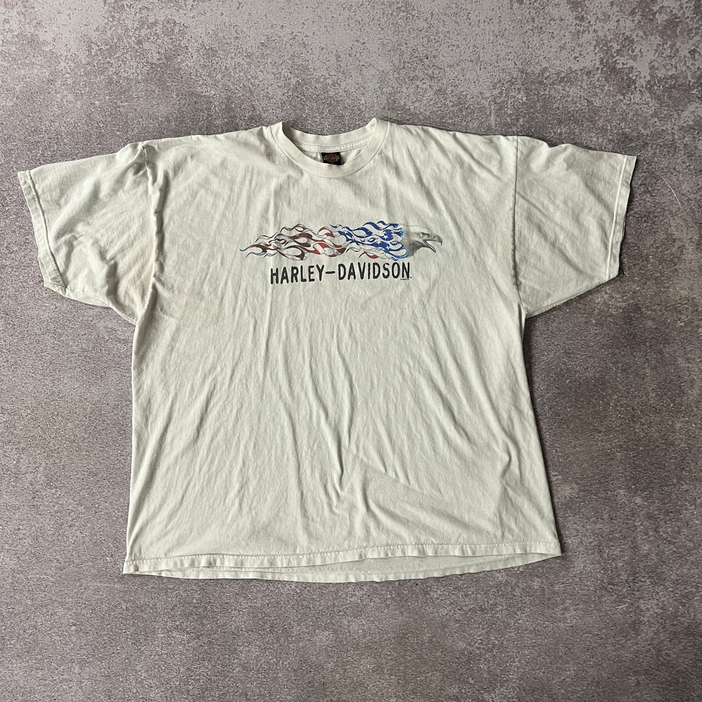 Y2K Harley Davidson Florida White Cracked Print Tee 4XL
