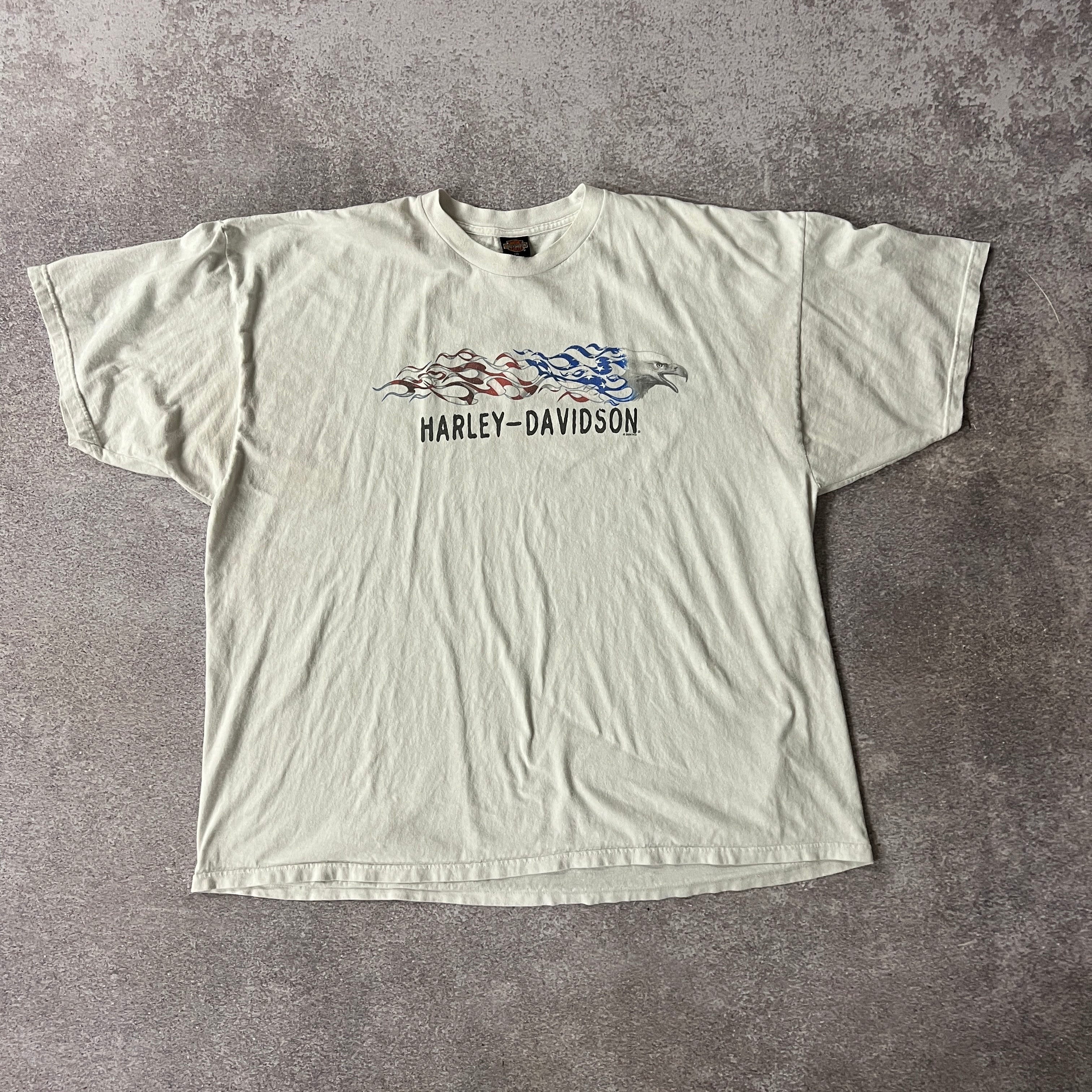 Y2K Harley Davidson Florida White Cracked Print Tee 4XL