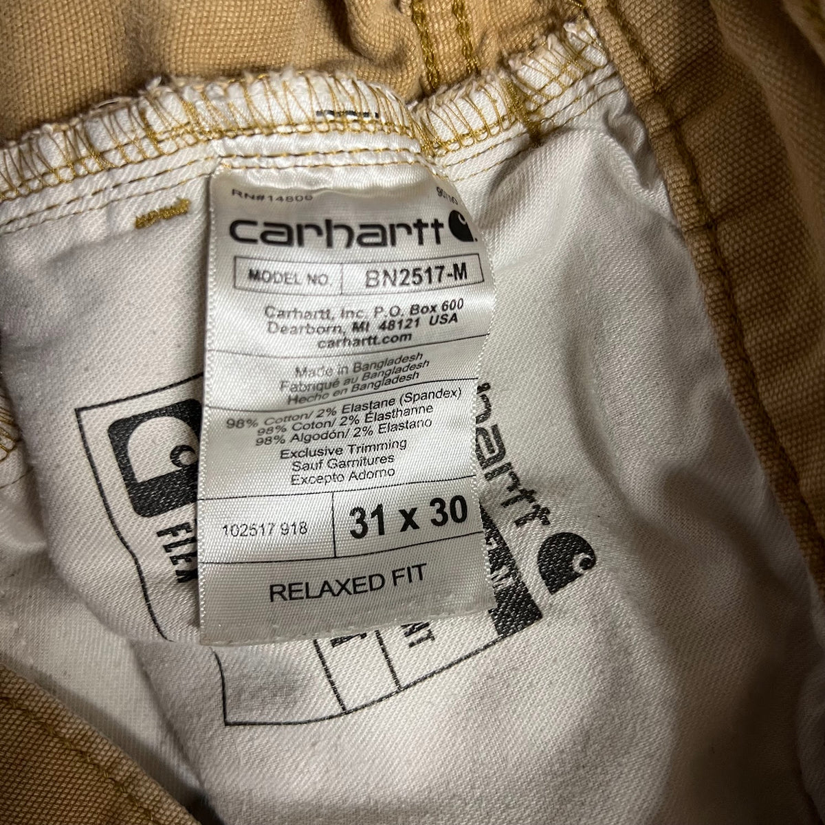 Modern Carhartt Workwear Faded Relaxed Tan Streetwear Pants 31x30
