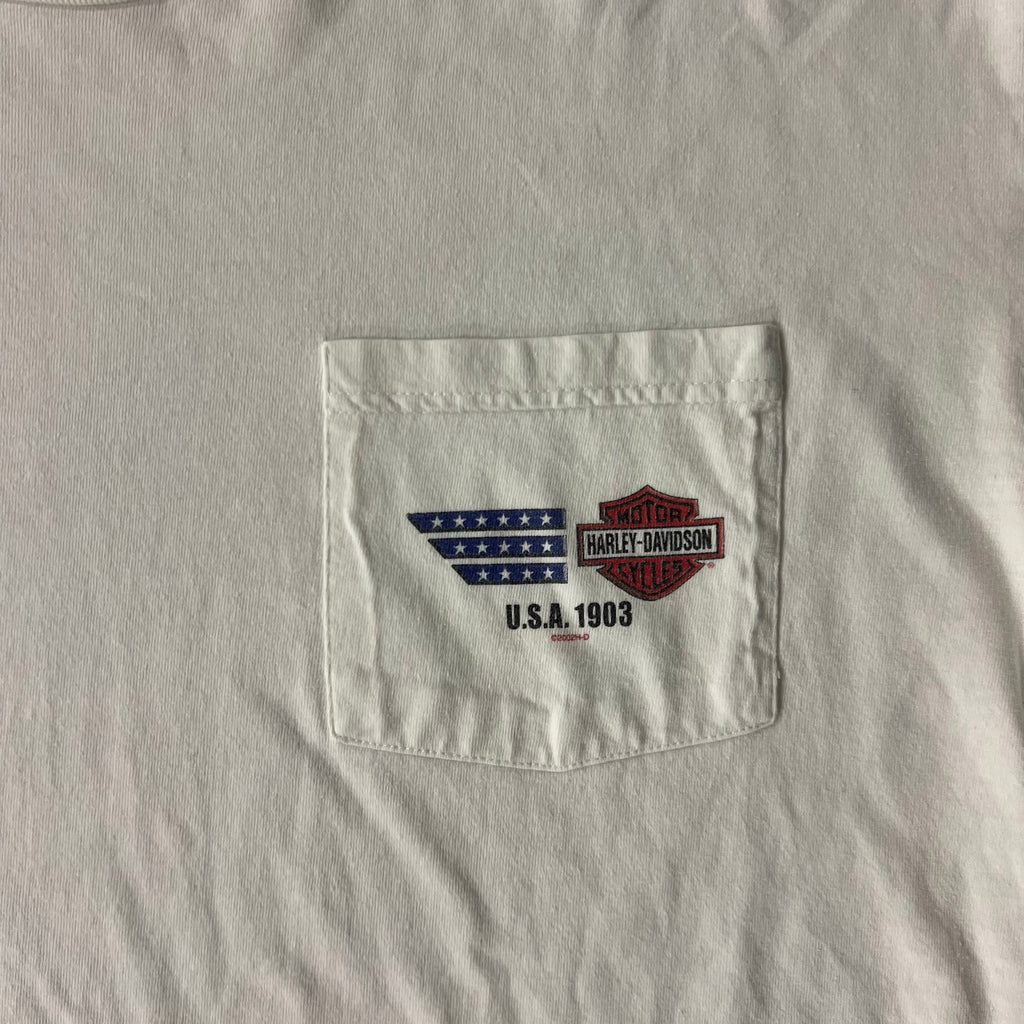 Y2K Harley Davidson White Big Logo Long Sleeve Tee XL