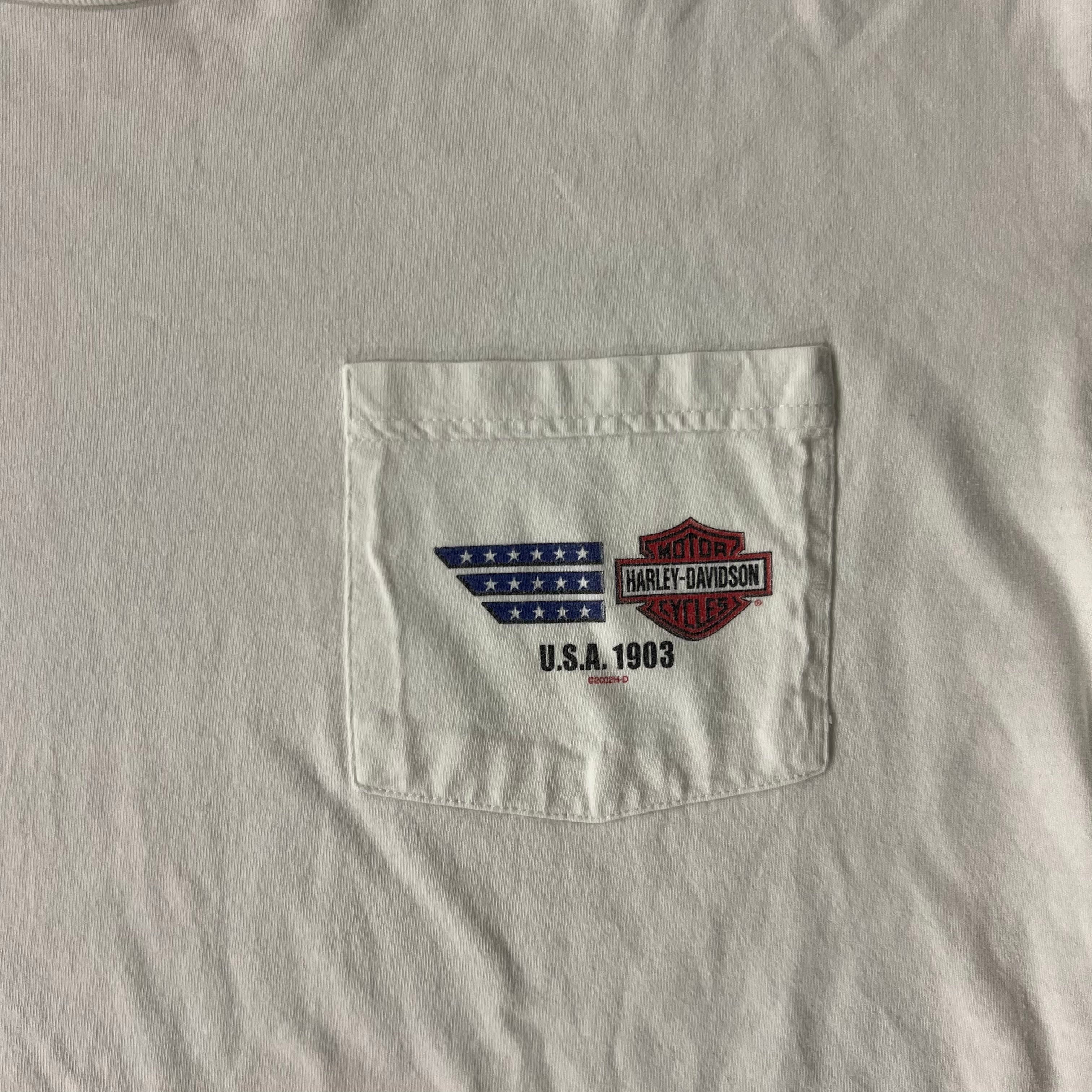 Y2K Harley Davidson White Big Logo Long Sleeve Tee XL