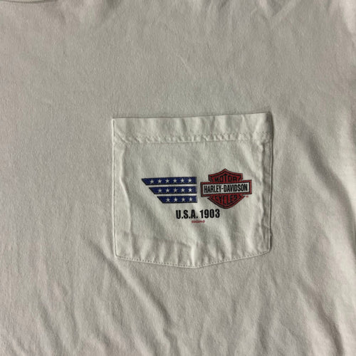 Y2K Harley Davidson White Big Logo Long Sleeve Tee XL
