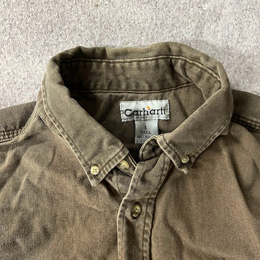 Y2K Carhartt Workwear Outdoor Vintage Brown Long Sleeve Shirt L