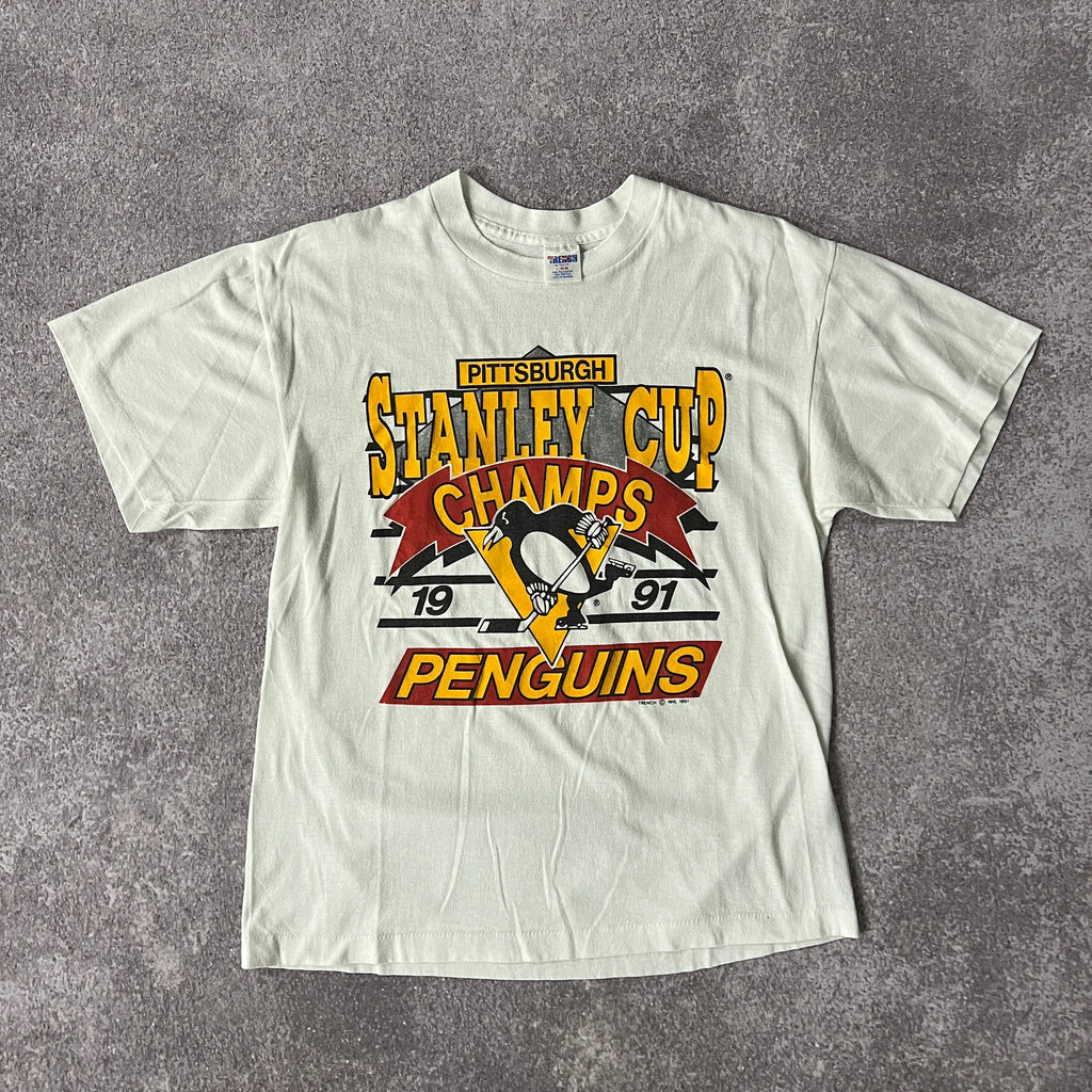 90s Pittsburgh Penguins Trench Cracked Print Tee L