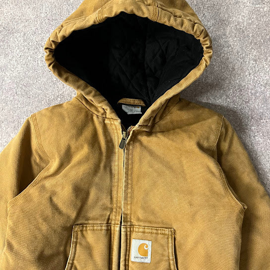 Modern Carhartt Kids Quilt Lined Workwear Outdoor Tan Jacket XS