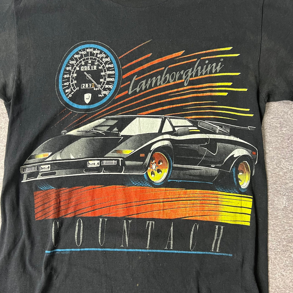 90s Lamborghini Speed Limit 70 Big Logo Faded Graphic Tee M