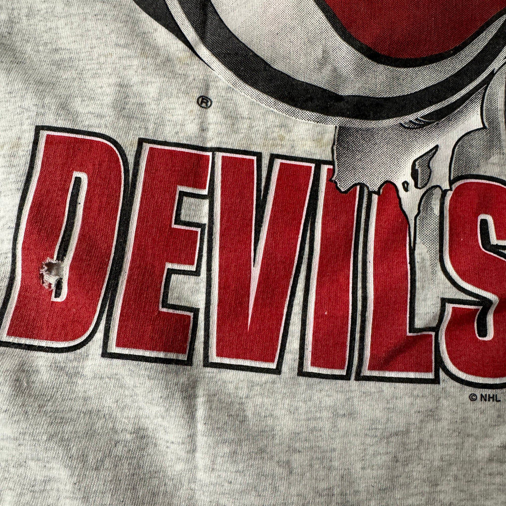 90s New Jersey Devils NHL Graphic Big Logo Tee XL