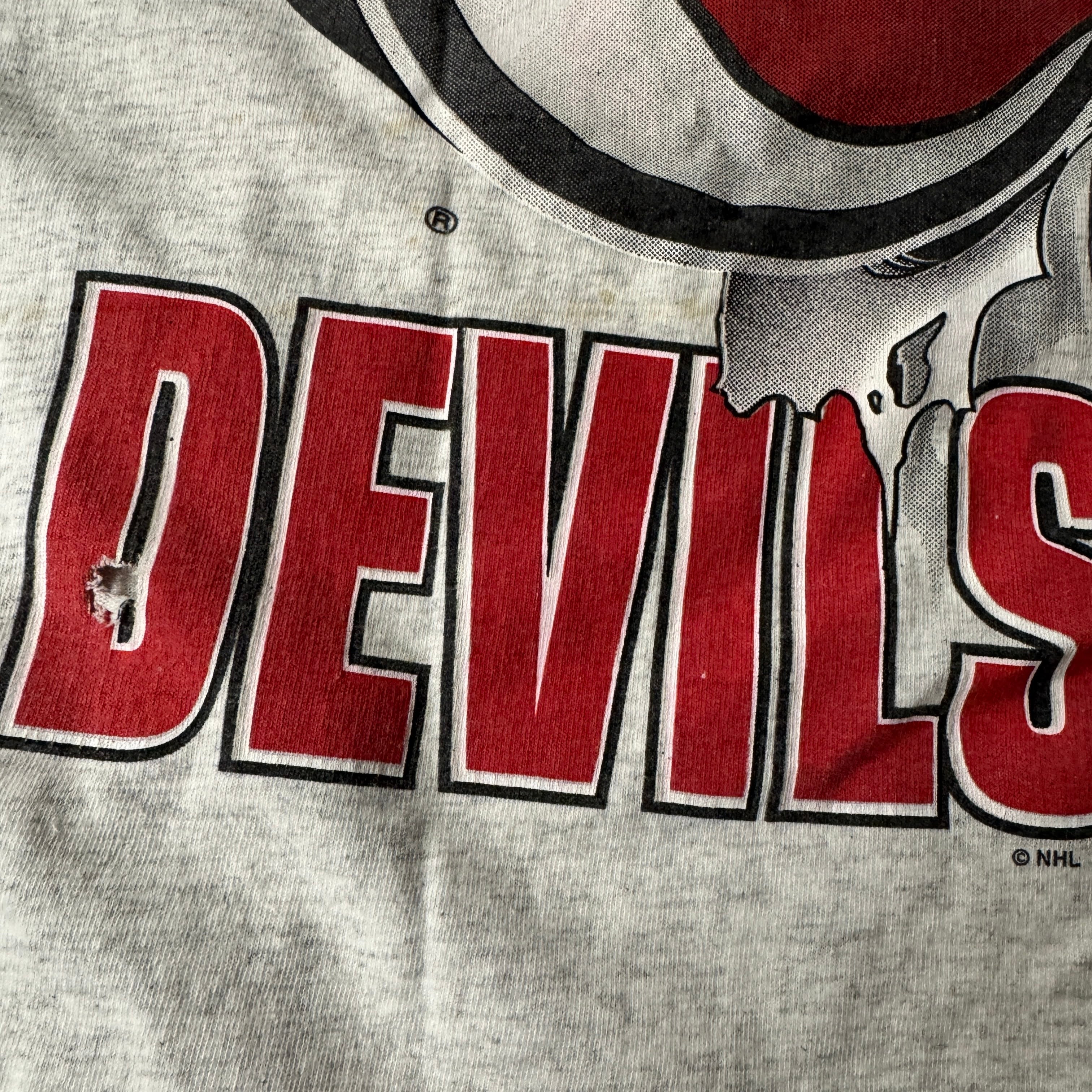 90s New Jersey Devils NHL Graphic Big Logo Tee XL