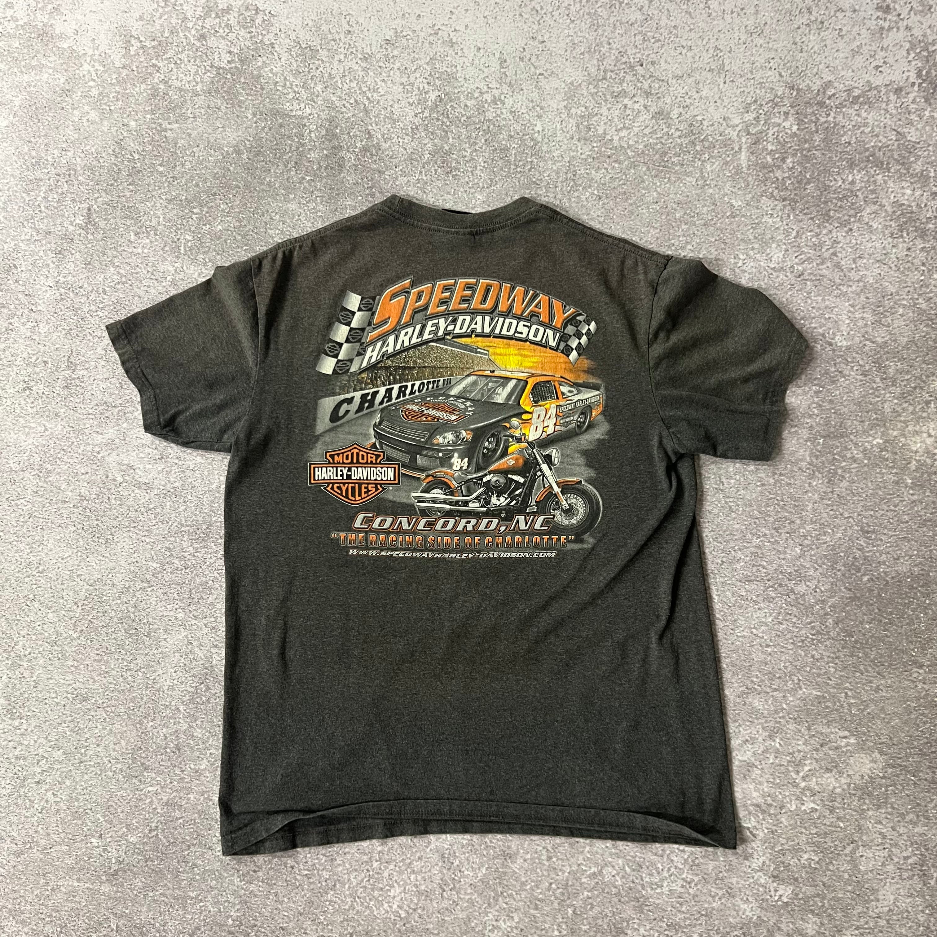 2010s Harley Davidson Concord, North Carolina Gray Worn In Tee L