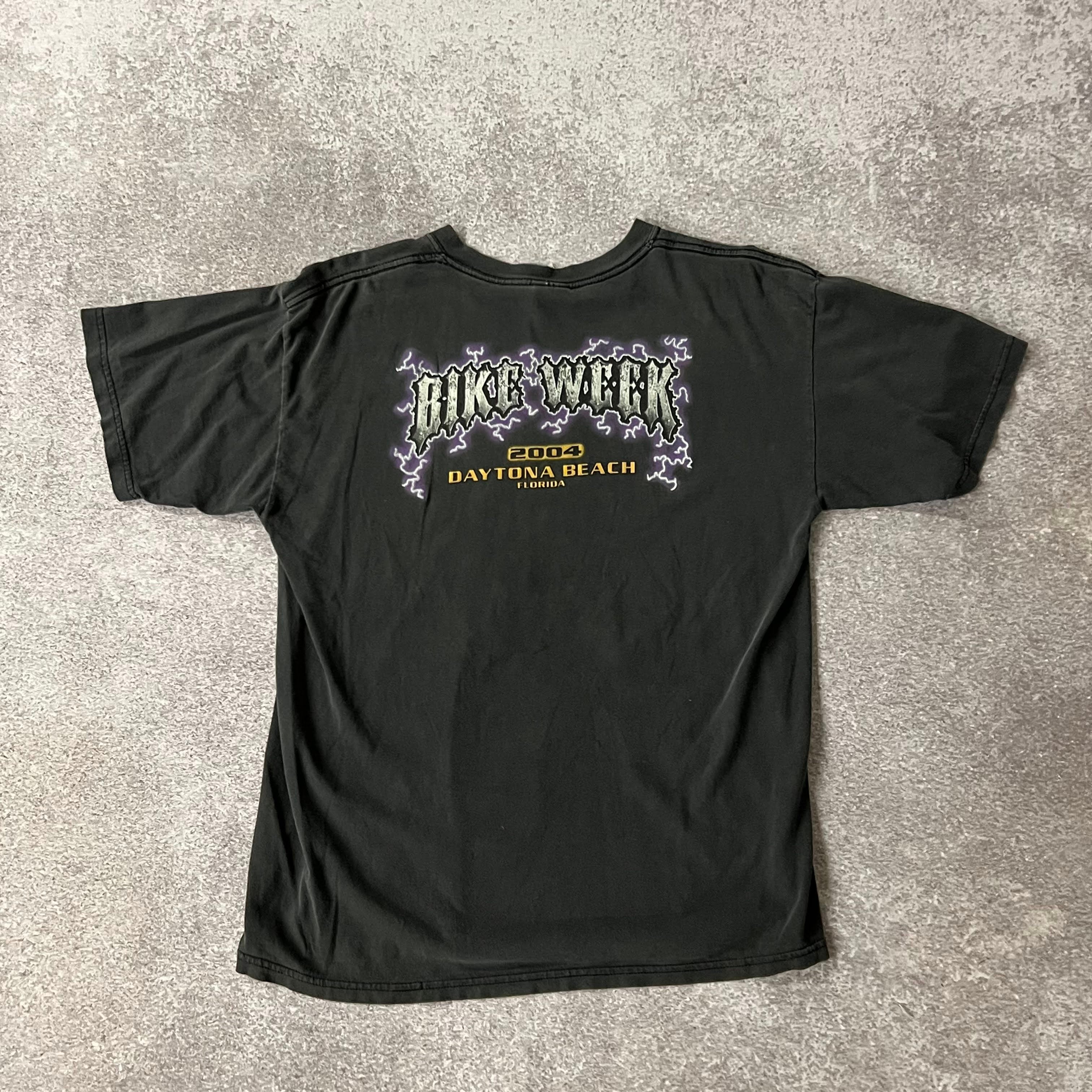 Y2K Gildan Daytona Beach Gray Worn In Tee L