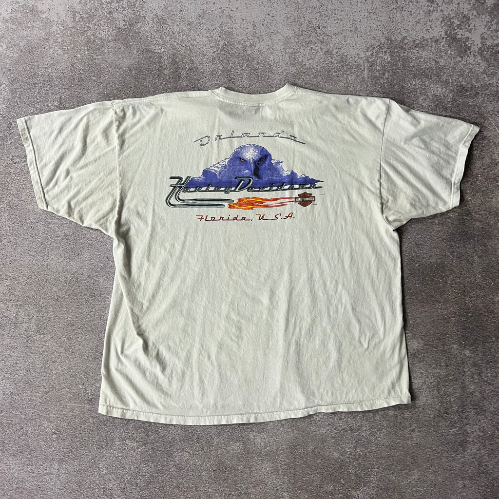 Y2K Harley Davidson Florida White Cracked Print Tee 4XL
