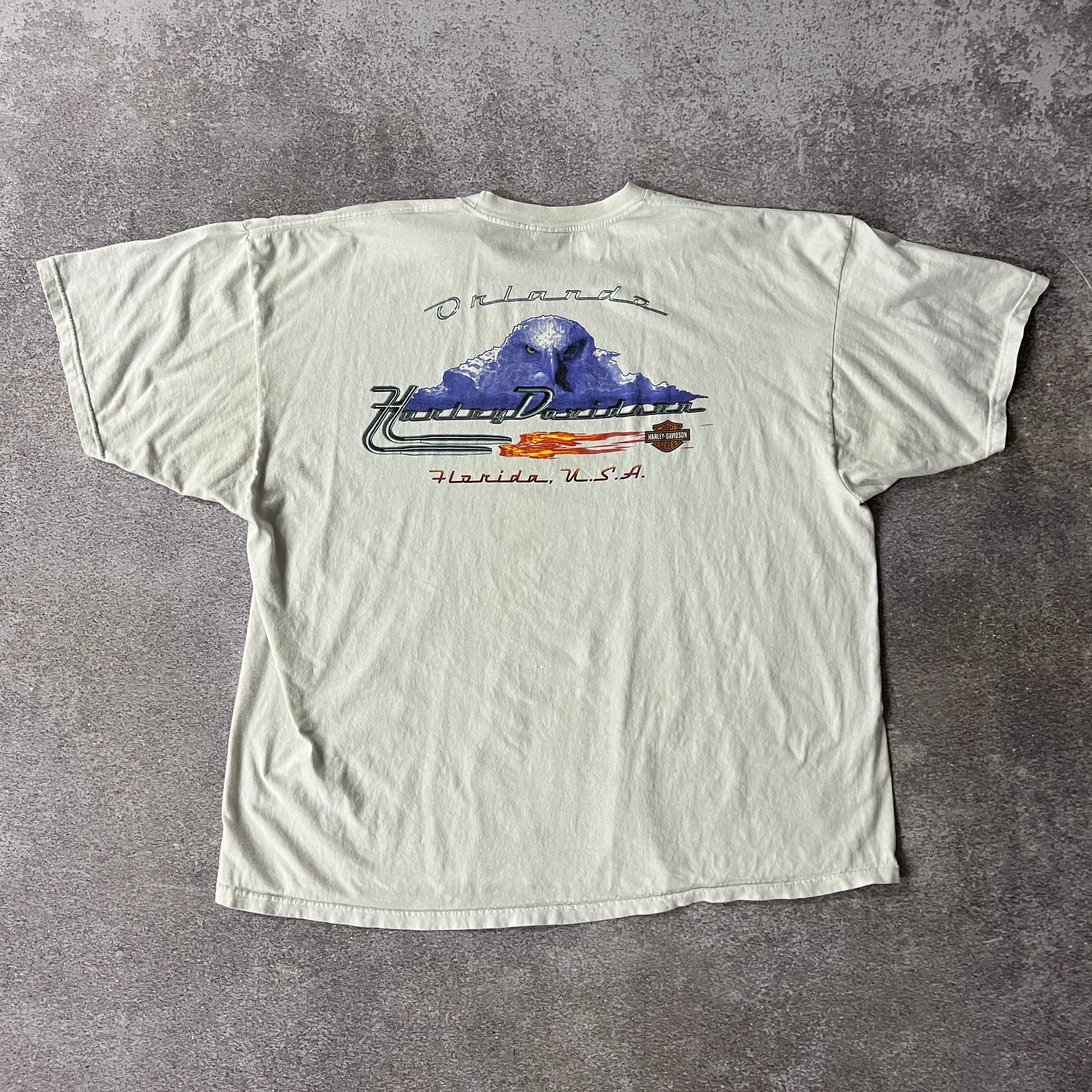 Y2K Harley Davidson Florida White Cracked Print Tee 4XL