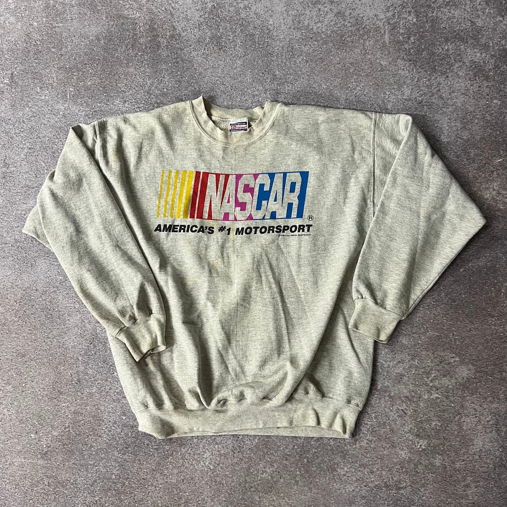 90s NASCAR Hanes Big Logo Faded Vintage Crewneck Sweatshirt L