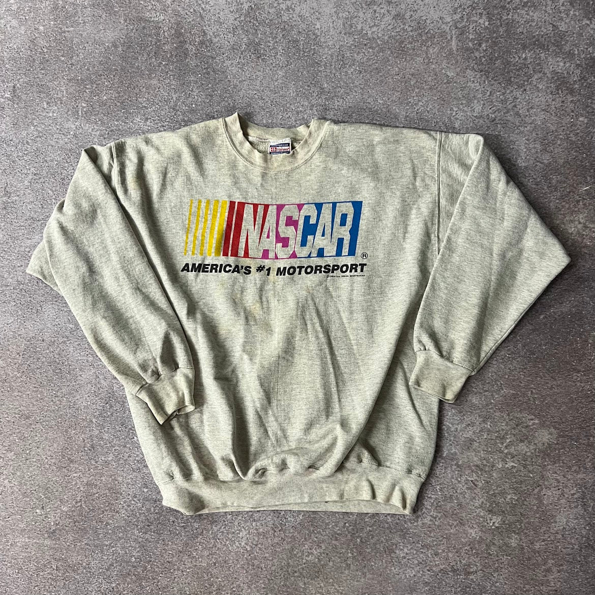 90s NASCAR Hanes Big Logo Faded Vintage Crewneck Sweatshirt L