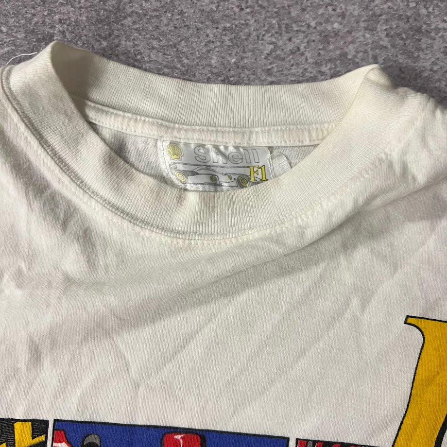 90s Shell Racing Big Logo Double Stitch Boxy Vintage Tee L
