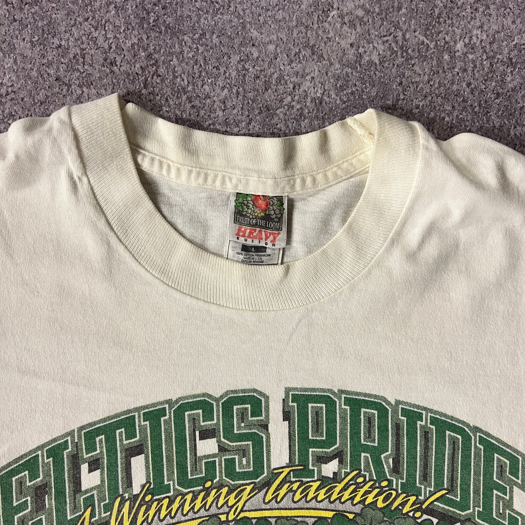 Y2K Boston Celtics Fruit of the Loom Sun Faded Tee L