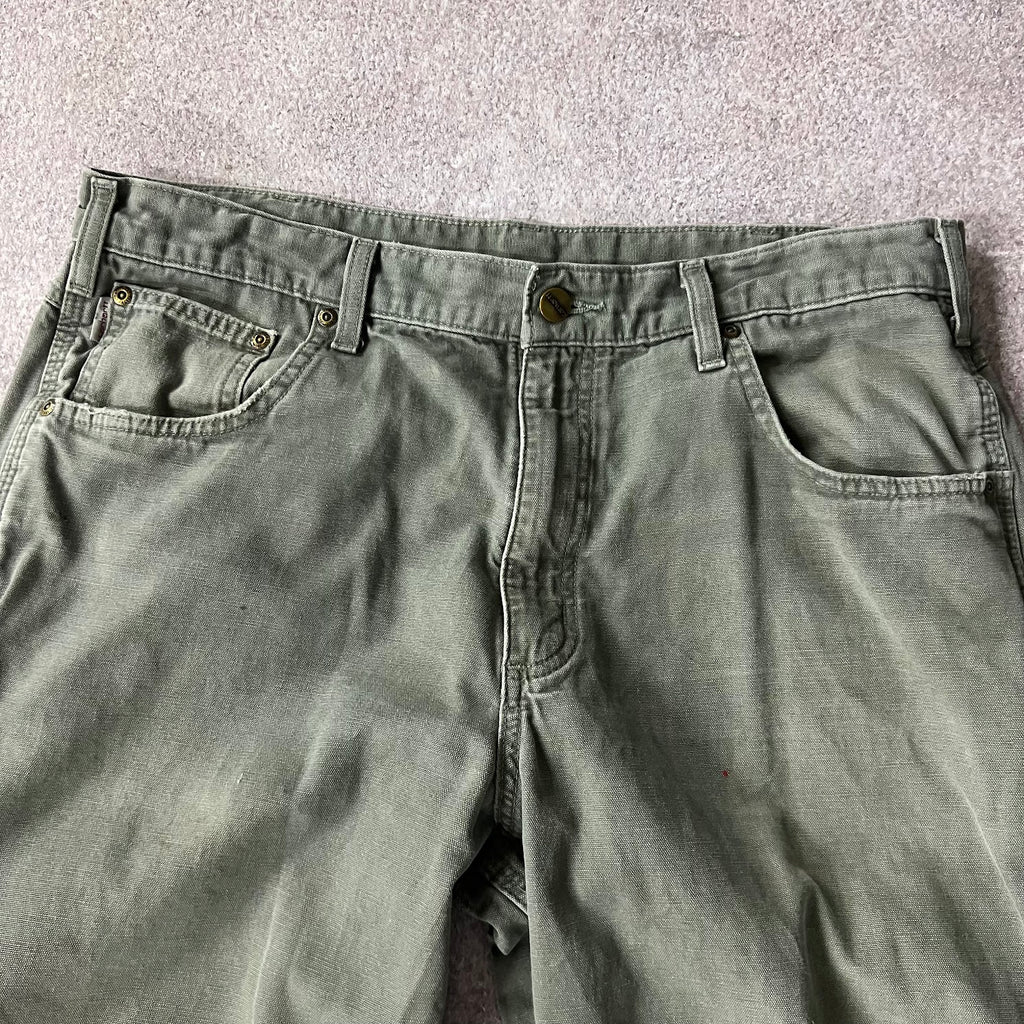 2010s Carhartt Workwear Faded Loose Green Vintage Pants 36x32
