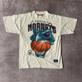 90s Charlotte Hornets Nutmeg Mills Big Logo Tee L