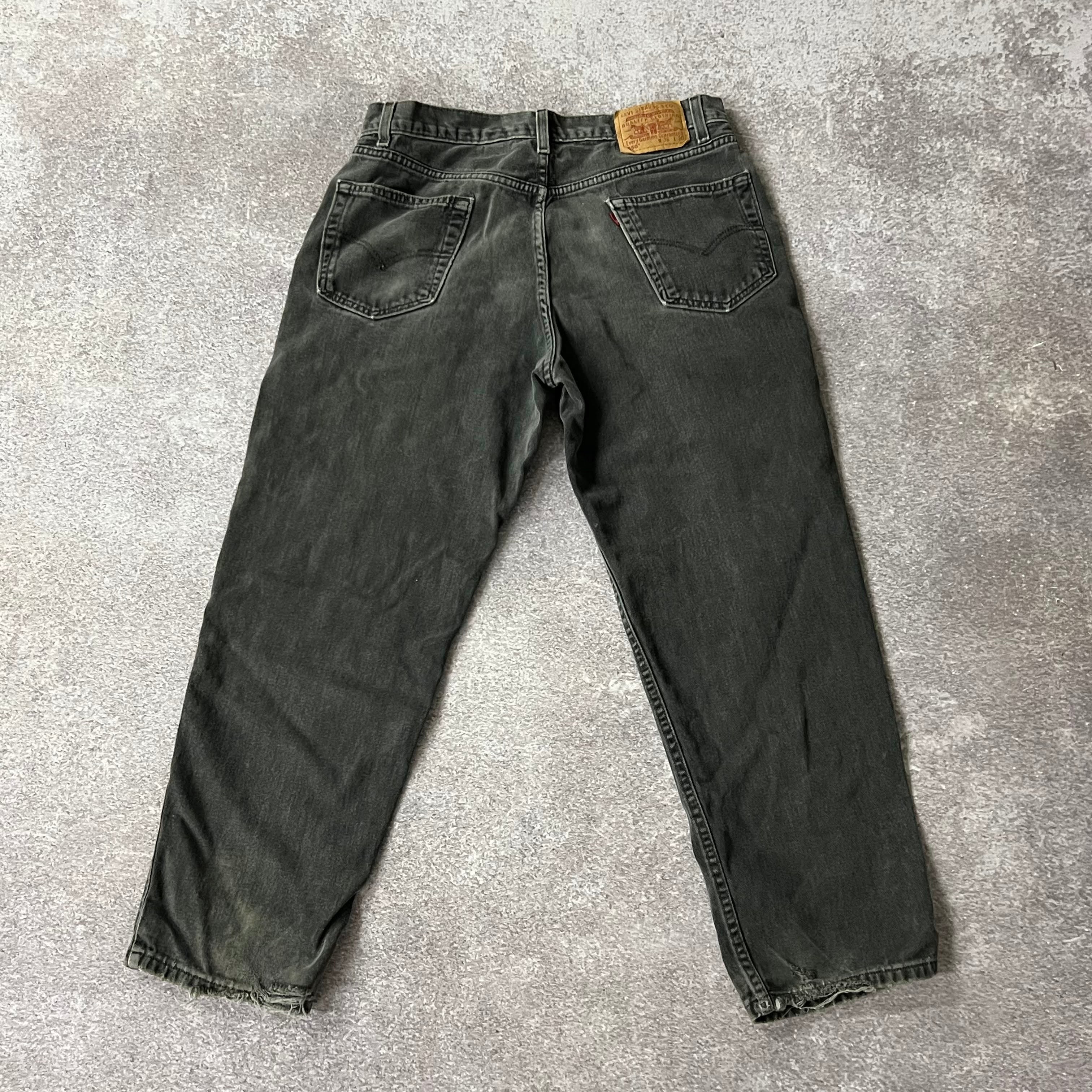 Y2K Levi's Black Distressed Sun Faded Jeans 36W x 30L