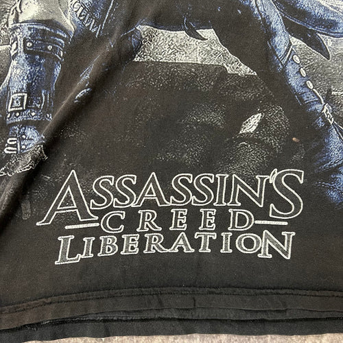 Y2K Assassin's Creed Big Logo All Over Print Vintage Streetwear Tee L