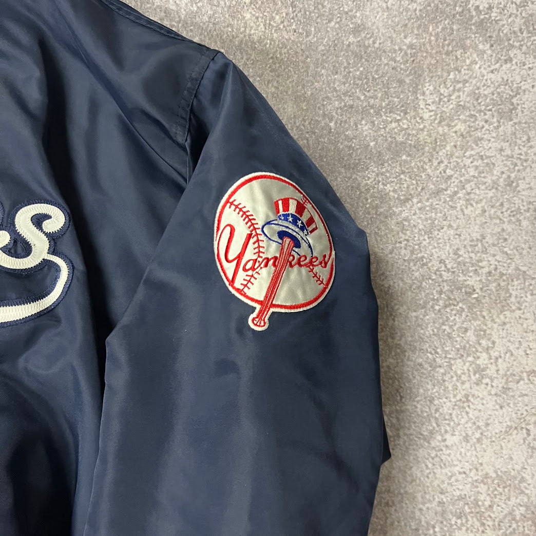 80s New York Yankees MLB Starter Big Logo Embroidered Puffer Jacket XXL