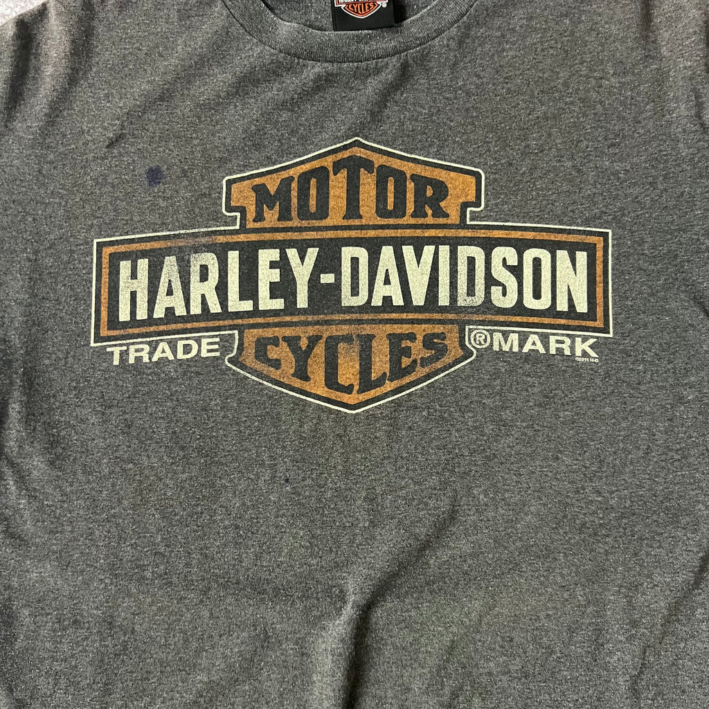 2010s Harley Davidson Concord, North Carolina Gray Worn In Tee L