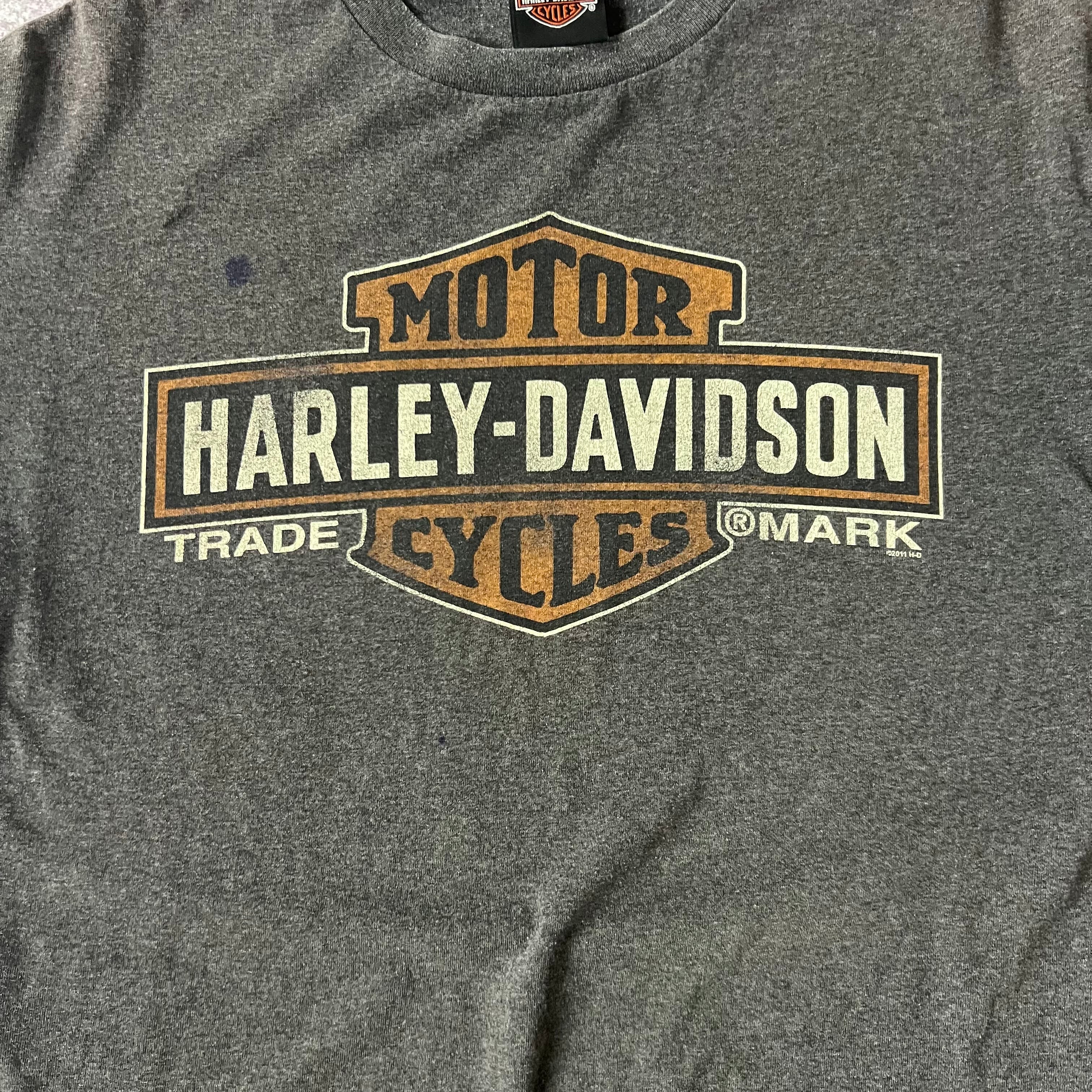 2010s Harley Davidson Concord, North Carolina Gray Worn In Tee L