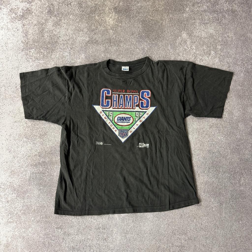 90s New York Giants SuperBowl Champs Cracked Print Tee XXL