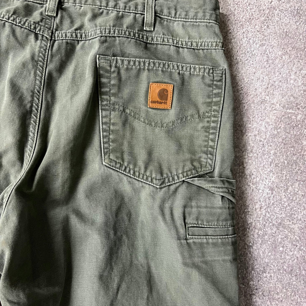 2010s Carhartt Workwear Faded Loose Green Vintage Pants 36x32