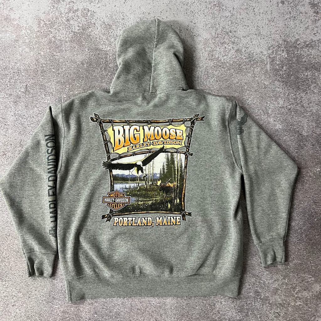 Y2K Harley Davidson Portland, Maine Gray Worn In Hoodie M