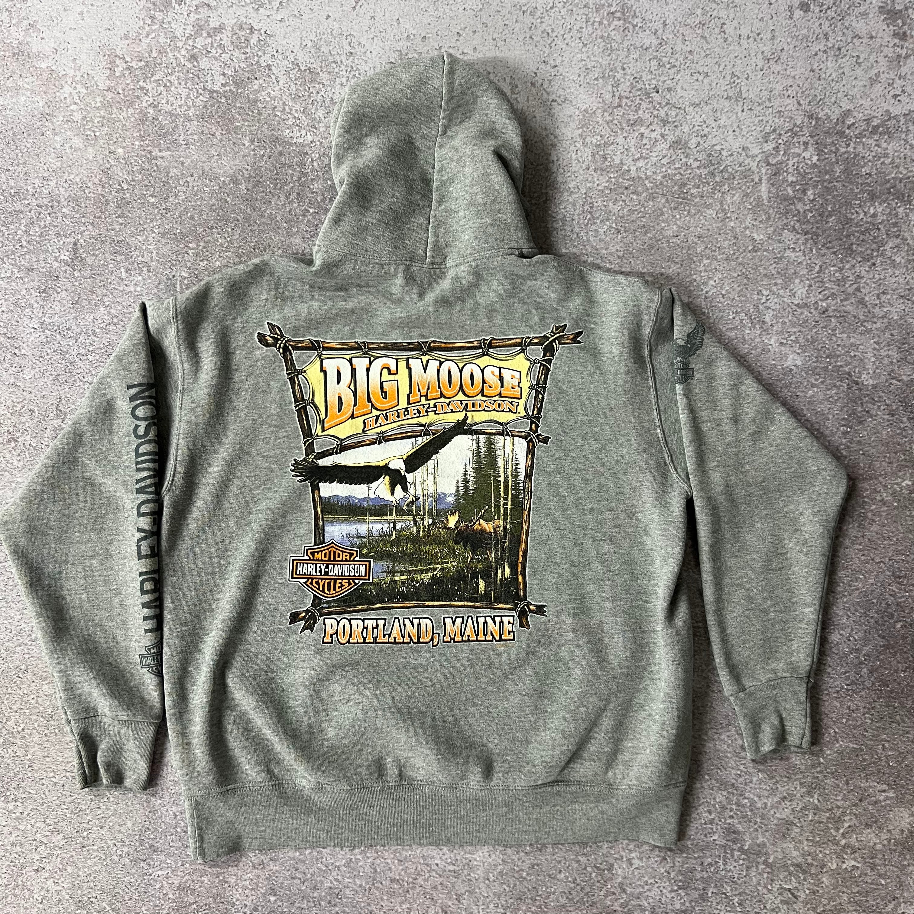 Y2K Harley Davidson Portland, Maine Gray Worn In Hoodie M
