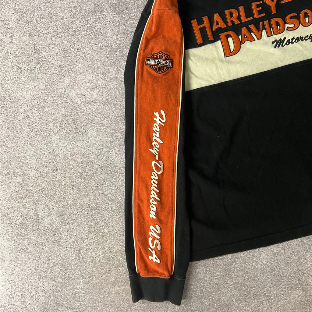 Y2K Harley Davidson Embroidered Back Graphic Long Sleeve Tee XXL
