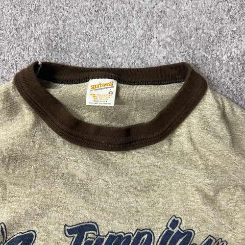 70s Sportswear Big Logo Single Stitch Made in USA Vintage Baby Tee L