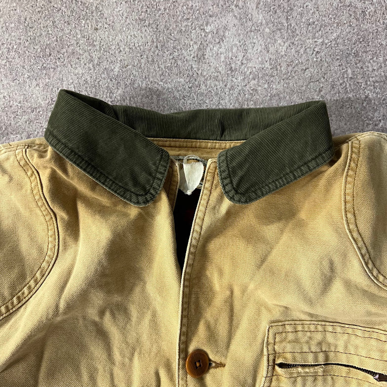 80s LL Bean Blanket Lined Workwear Outdoor Vintage Tan Jacket L