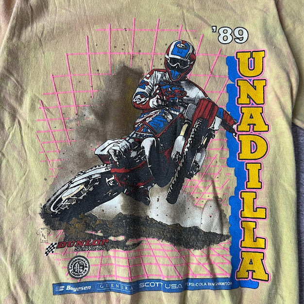 1989 Unadilla Motocross Big Logo Back Graphic Raised Print Single Stitch Tee S