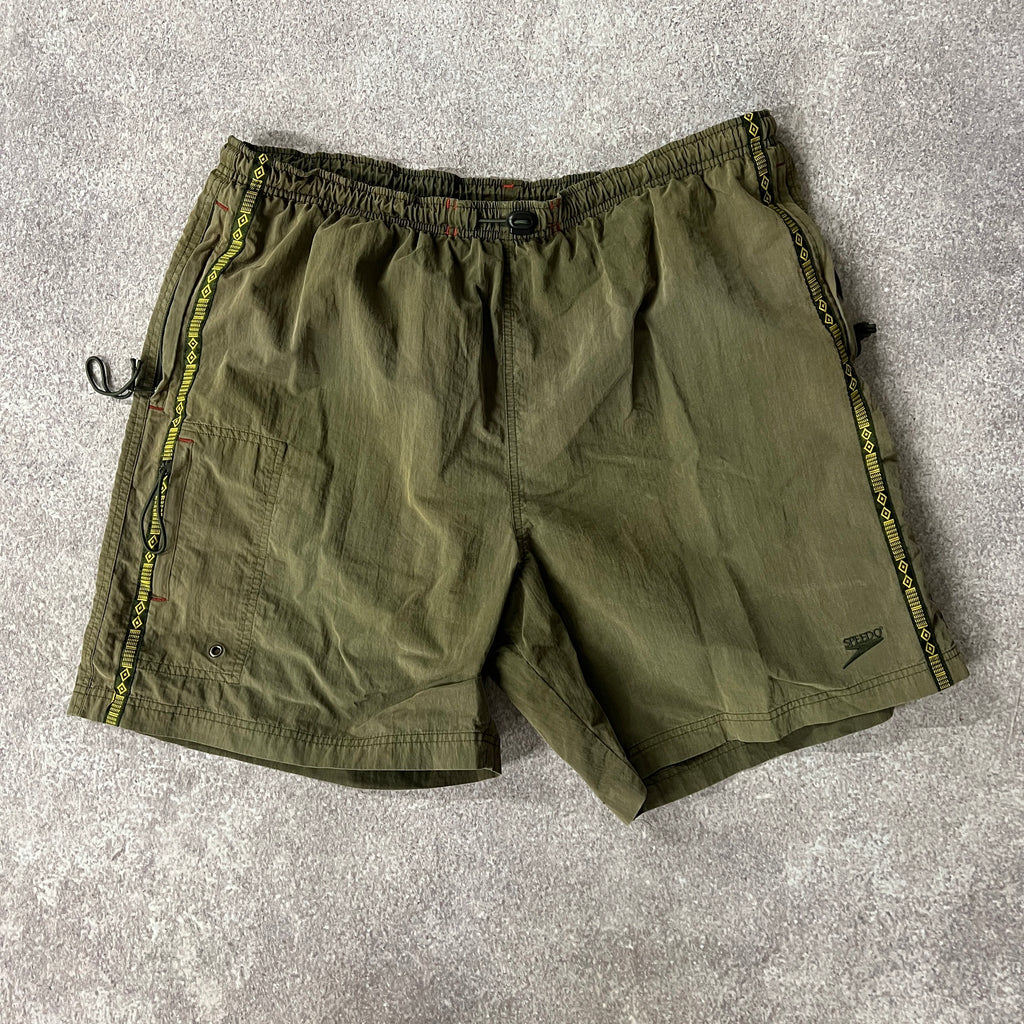 90s Speedo Green Swim Trunks XL