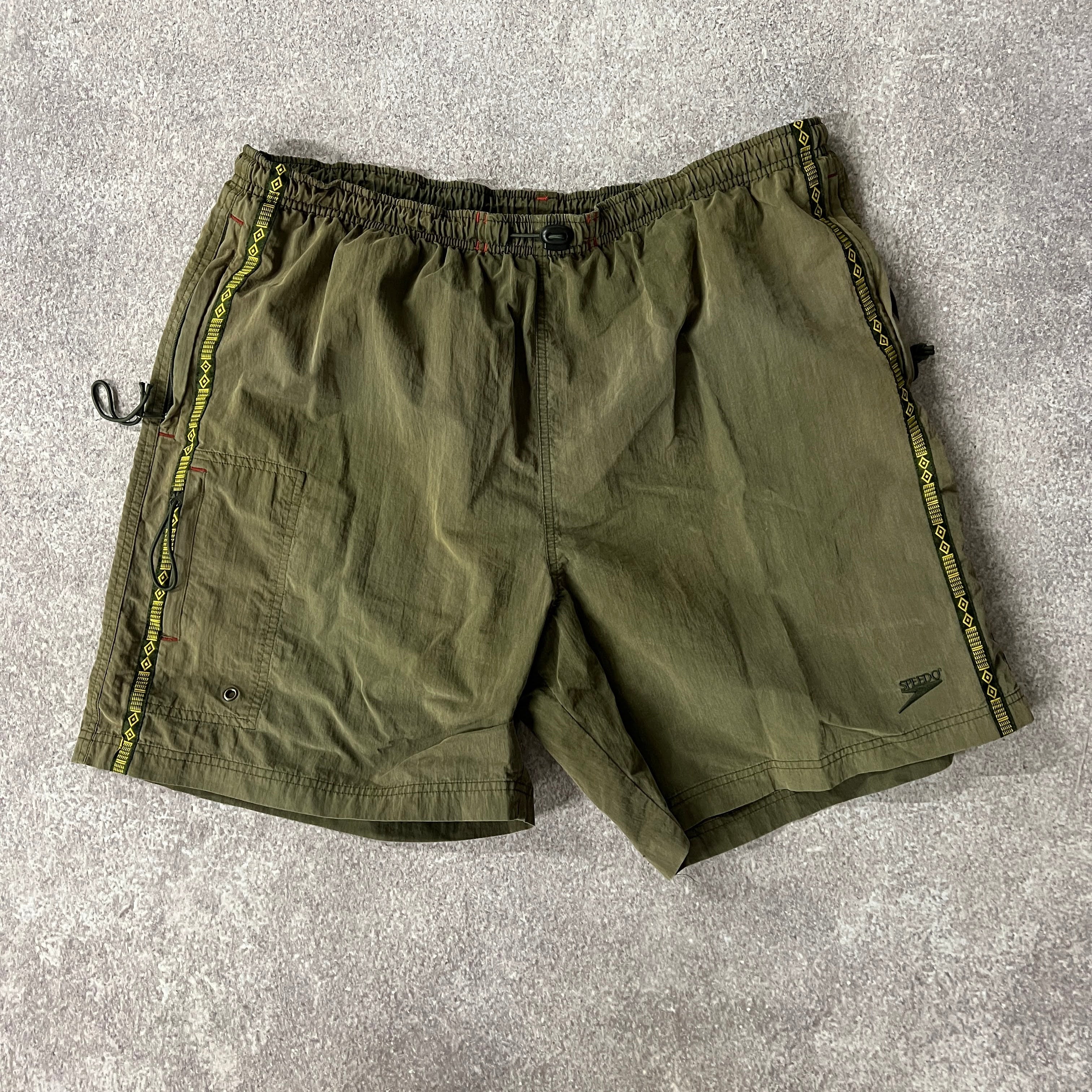 90s Speedo Green Swim Trunks XL