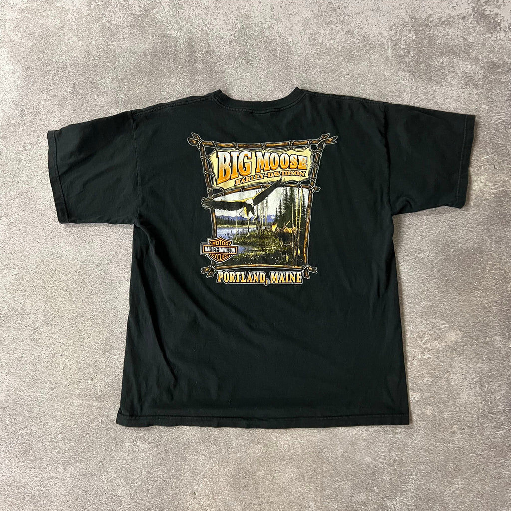 Y2K Harley Davidson Portland, Maine Worn In Tee XXL